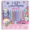 Art Maker: Cozy Coloring - Around Town Art Kit - 32pg Adult Coloring Book Set, City & Animal Scenes, Alcohol Ink Markers, White Paint Pen, Protector